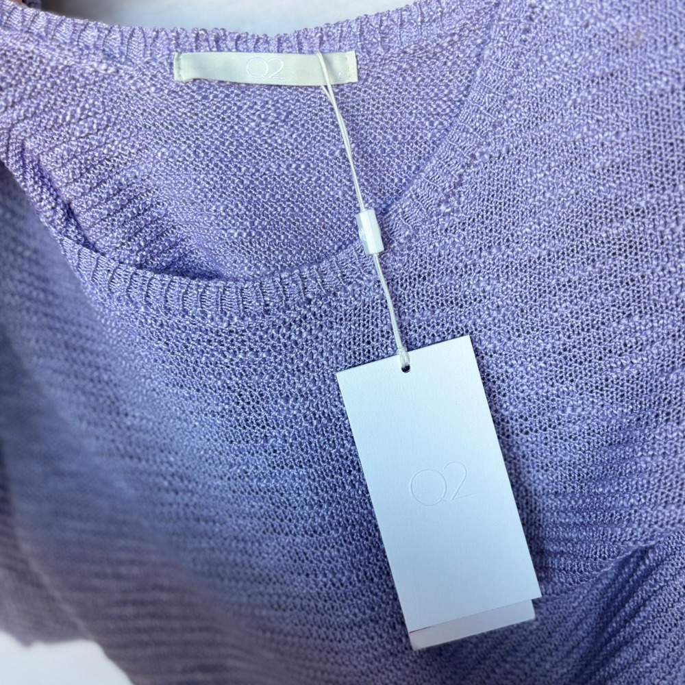 Soft Girl Lavender Knit Puff Sleeve Sweater Top V-Neck Tie Back Q2 L - Picture 5 of 9